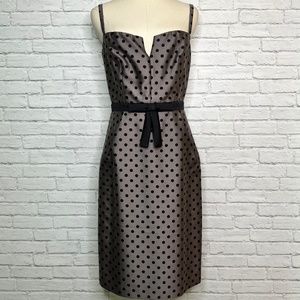LIKE NEW Milly Polka Dot, Spaghetti Strap Gray/taupe and black dress, Size 8